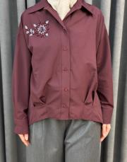 bordo 5372 missemramiss işlemeli gömlek 3