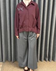 bordo 5372 missemramiss işlemeli gömlek 4