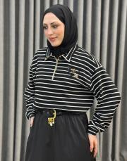 siyah çizgili 5380 missemramiss çizgili sweat thşirt