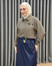 camel çizgili 5380 missemramiss çizgili sweat thşirt