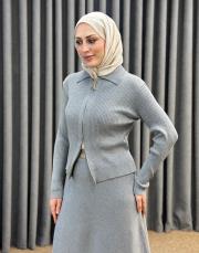 gri 5330 missemramiss fermuarlı hırka