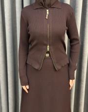 kahve 5330 missemramiss fermuarlı hırka 3