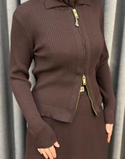 kahve 5330 missemramiss fermuarlı hırka 5