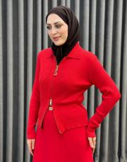 kırmızı 5330 missemramiss fermuarlı hırka