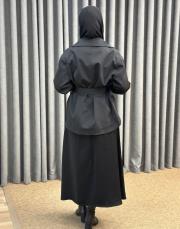 siyah 5475 missemramiss noir kısa trençkot 4