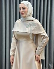 bej ykz 1040 white corner elbise 2