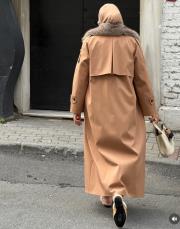 camel 5478 missemramiss kürklü rose trençkot 2