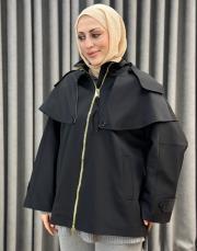 siyah 5476 missemramiss luna cape astarlı ceket