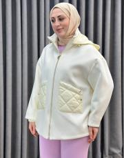 ekru 5473 missemramiss pearl zip ceket