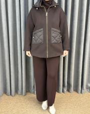 kahve 5473 missemramiss pearl zip ceket 3