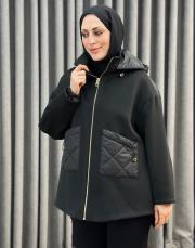 siyah 5473 missemramiss pearl zip ceket