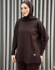 kahve 5433 missemramiss basic triko sweatshırt