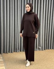 kahve 5433 missemramiss basic triko sweatshırt 2