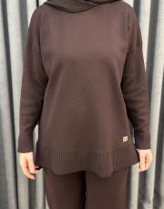 kahve 5433 missemramiss basic triko sweatshırt 3