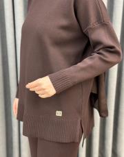 kahve 5433 missemramiss basic triko sweatshırt 5