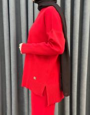 kırmızı 5433 missemramiss basic triko sweatshırt 4