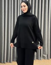 siyah 5433 missemramiss basic triko sweatshırt