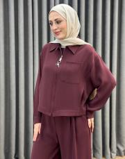 bordo 5527 missemramiss rosella ceket pantolon takım 2
