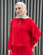 kırmızı 5527 missemramiss rosella ceket pantolon takım 2