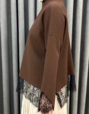 kahve 26200 qub corsman dantel detay triko tunik 6