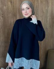 siyah 26200 qub corsman dantel detay triko tunik 6