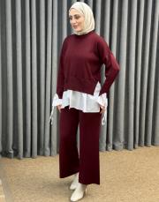 bordo 25350 qub truva merserize gömlek detay takım