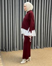 bordo 25350 qub truva merserize gömlek detay takım 2