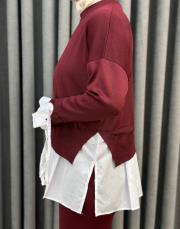 bordo 25350 qub truva merserize gömlek detay takım 5
