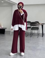 bordo 25350 qub truva merserize gömlek detay takım 7