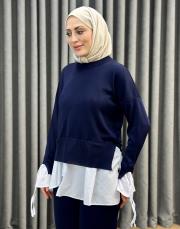 lacivert 25350 qub truva merserize gömlek detay takım 3