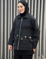siyah 5407 missemramiss lidya işlemeli ceket