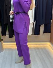 mor 5540 missemramiss kemerli basic sweat shirt pantolon takım 3