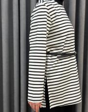 siyah çizgili 5540 missemramiss kemerli basic sweat shirt pantolon takım 5