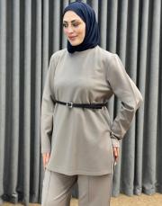 etoube 5540 missemramiss kemerli basic sweat shirt pantolon takım 2