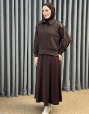 kahve 5299 missemramiss moral işlemeli sweatshirt 2