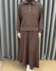 kahve 5299 missemramiss moral işlemeli sweatshirt 3