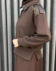 kahve 5299 missemramiss moral işlemeli sweatshirt 5