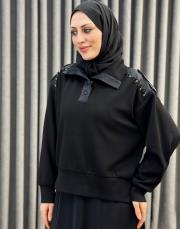siyah 5299 missemramiss moral işlemeli sweatshirt