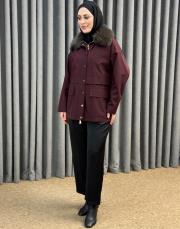 bordo 5481 missemramiss special kürklü parka 2