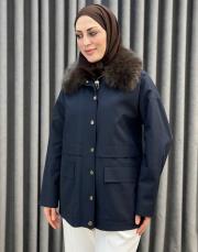 lacivert 5481 missemramiss special kürklü parka