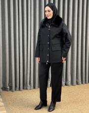 siyah 5481 missemramiss special kürklü parka 2