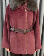 bordo 5482 missemramiss kürklü alcantra mont 5