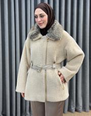 bej 5482 missemramiss kürklü alcantra mont