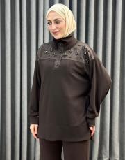 kahve 5401 missemramiss moral sweatshirt pantolon takım 2