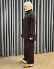 kahve 5401 missemramiss moral sweatshirt pantolon takım 3