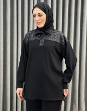 siyah 5401 missemramiss moral sweatshirt pantolon takım 2