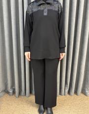 siyah 5401 missemramiss moral sweatshirt pantolon takım 4