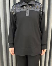 siyah 5401 missemramiss moral sweatshirt pantolon takım 5