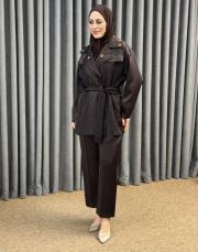 kahve 5403 missemramiss camellia ceket pantolon takım