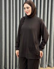kahve 5465 missemramiss işlemeli sweatshirt